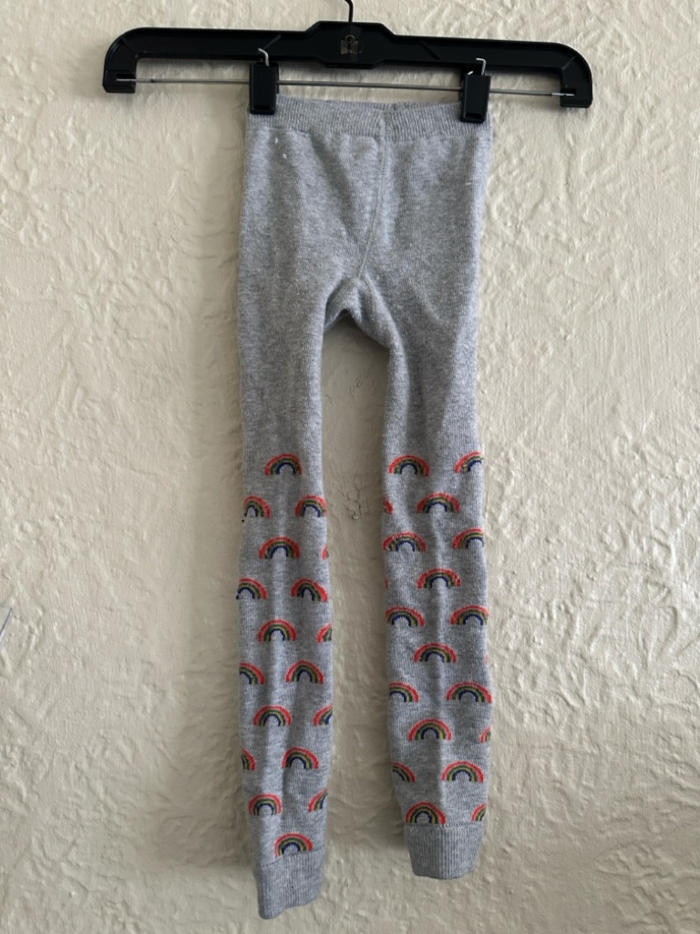 Mini Boden Light Gray Rainbow Pattern Footless Sweater Knit Tights 5-6Y